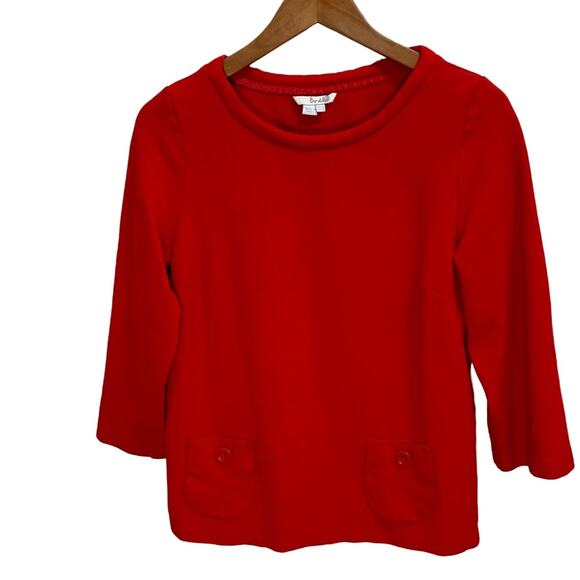 Boden Women's Red Pocket Tunic Boat Neck Jersey Knit Sweater Top Size 10 - Picture 1 of 7